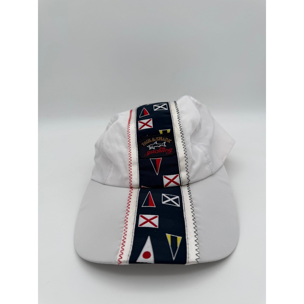 Paul & Shark Yachting White Nautical Flag Racing Stripe Baseball Hat Cap